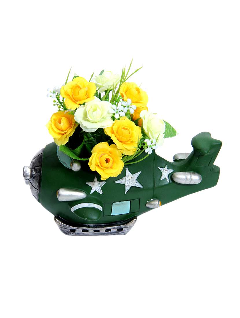 helicopter style green planter pot