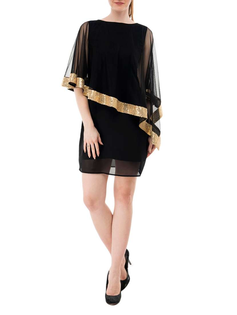 sequins detail cape dress 