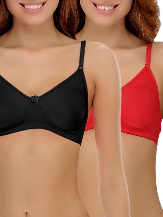 set of 2 bow patch solid bra