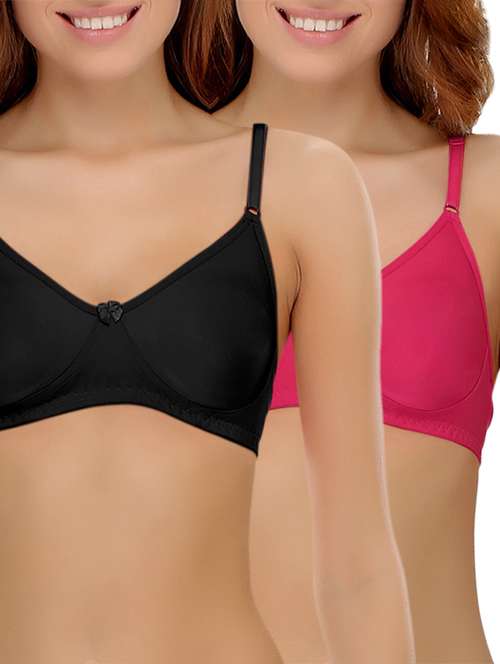 set of 2 bow patch solid bra - 14964753 -  Standard Image - 0