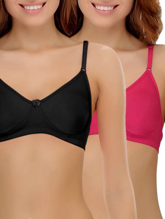 set of 2 bow patch solid bra