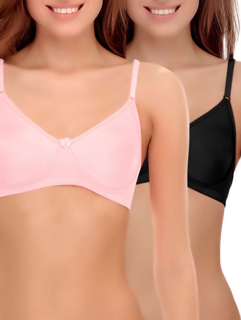set of 2 bow patch solid bras