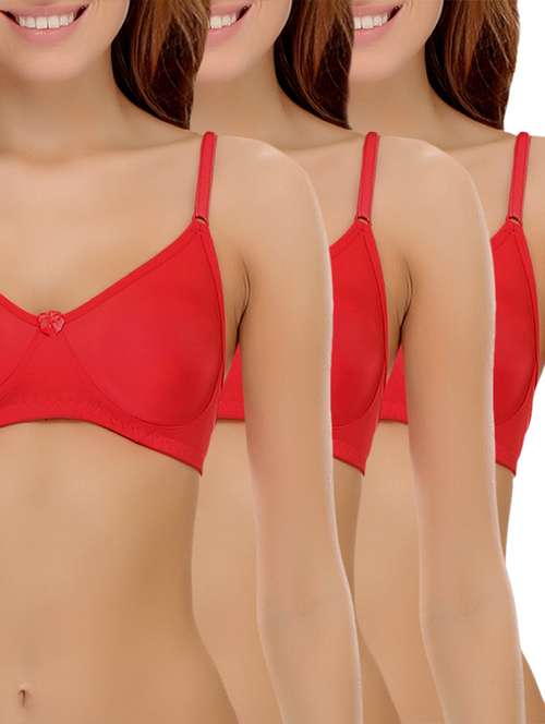 set of 3 bow patch solid bra - 14964770 -  Standard Image - 0