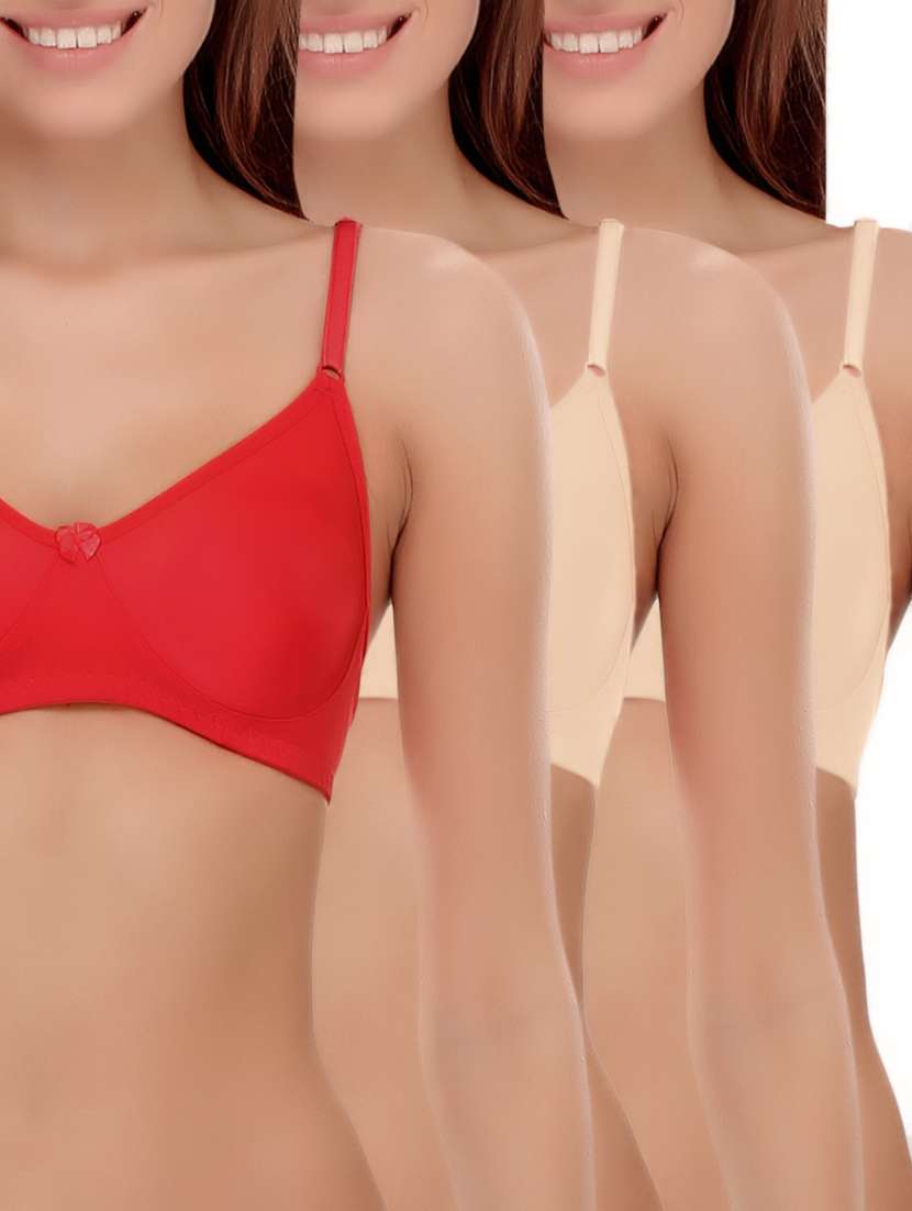 set of 3 bow patch solid bras
