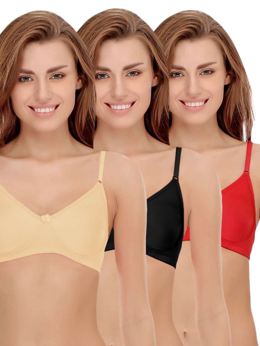 set of 3 multi colored cotton bra - 14964777 -  Zoom Image - 0