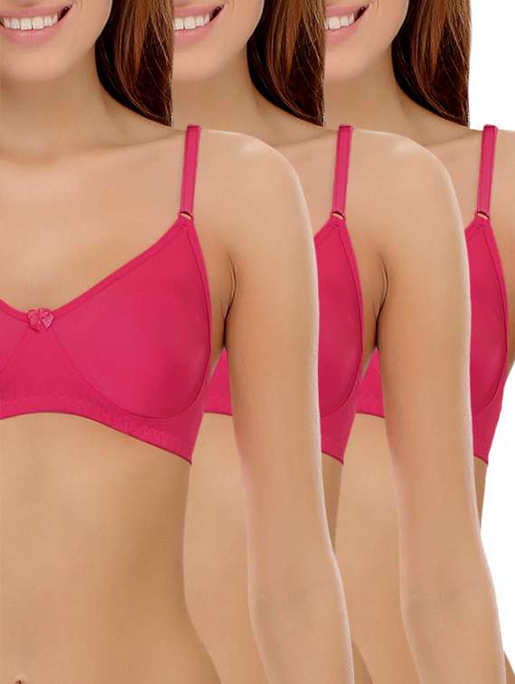 set of 3 pink cotton t-shirt bra
