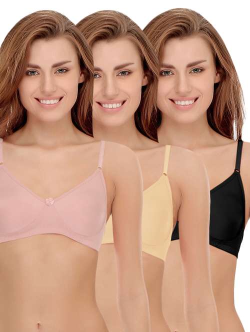 set of 3 multi colored cotton bra - 14964790 - Standard Image - 0