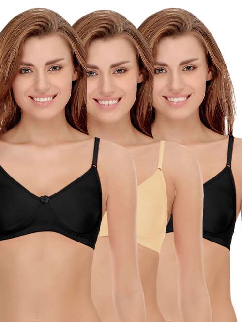 set of 3 multi colored cotton bra - 14964799 -  Standard Image - 0