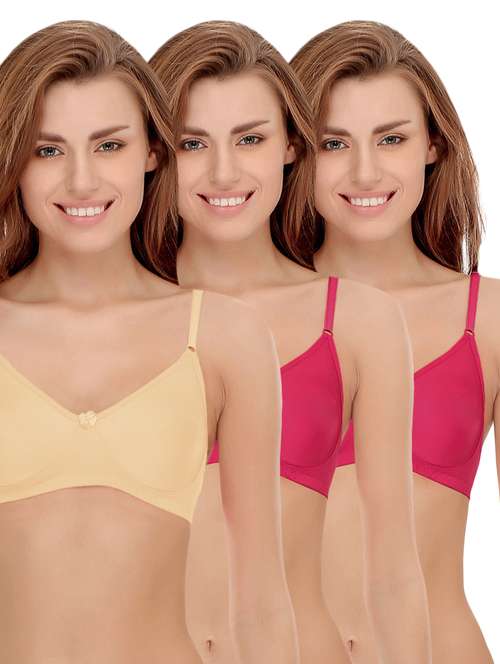 set of 3 bow patch solid bra  - 14964800 -  Standard Image - 0