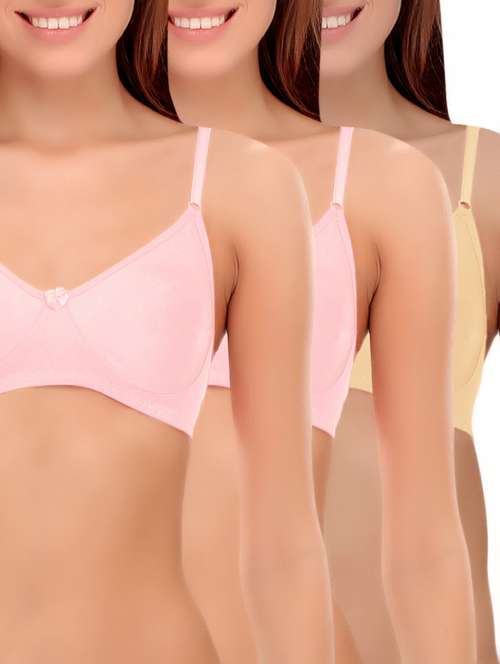 set of 3 multicolored solid cotton t-shirt bras - 14964802 -  Standard Image - 0