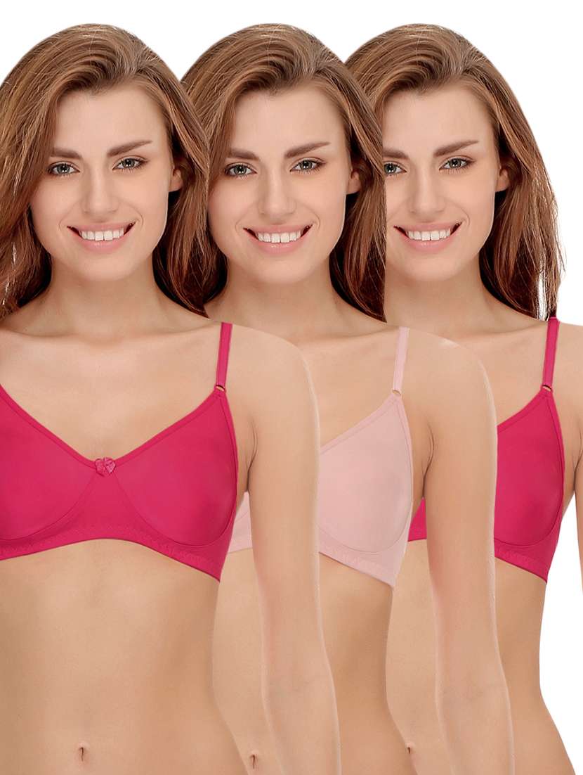 set of 3 multi colored cotton bra