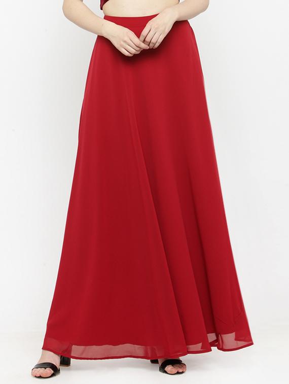red georgette flared skirt - 14966349 - Zoom Image - 0