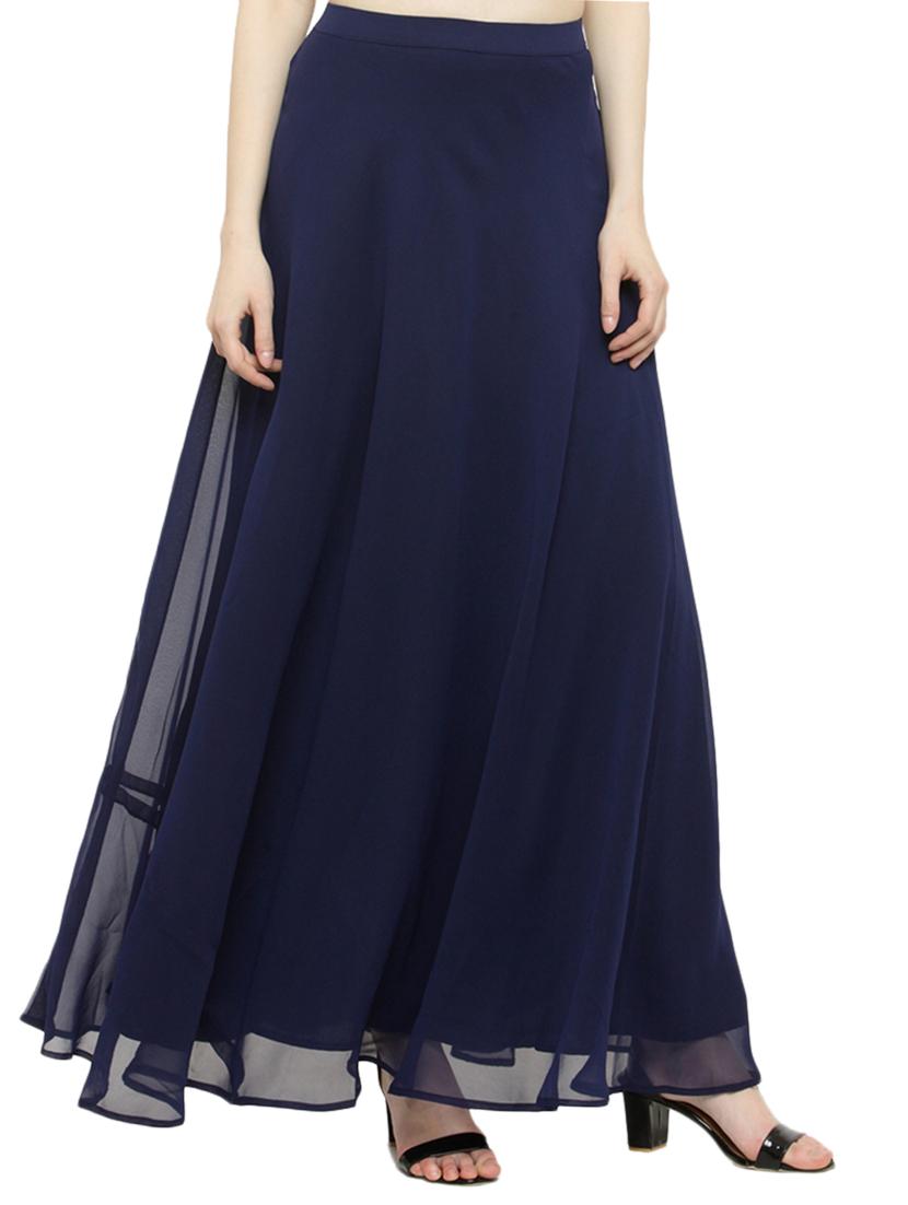 navy blue georgette flared skirts - 14966350 - Zoom Image - 0