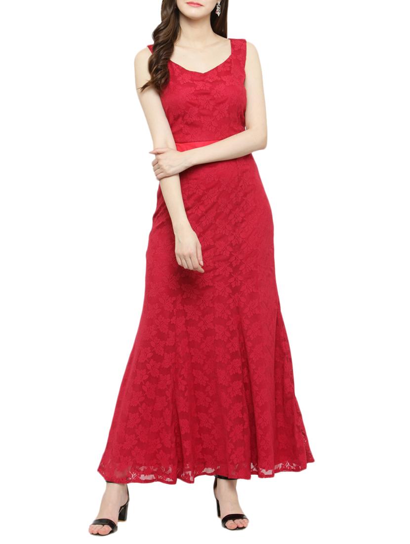 v-neck laced maxi dress - 14966388 - Zoom Image - 0
