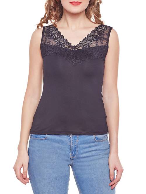 solid black cotton camisole - 14966831 -  Standard Image - 0