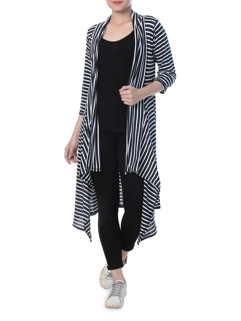 blue hosiery striped shrug