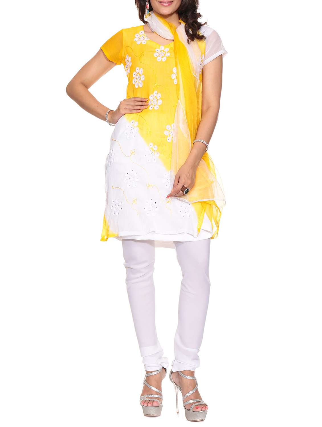 multi colored chiffon churidaar suits unstitched suit