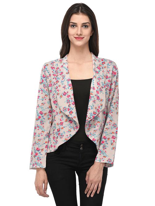 grey floral crepe shrug - 14969597 - Standard Image - 0