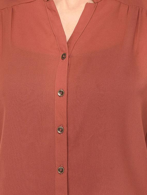 brown solid shirt - 14969604 - Standard Image - 3