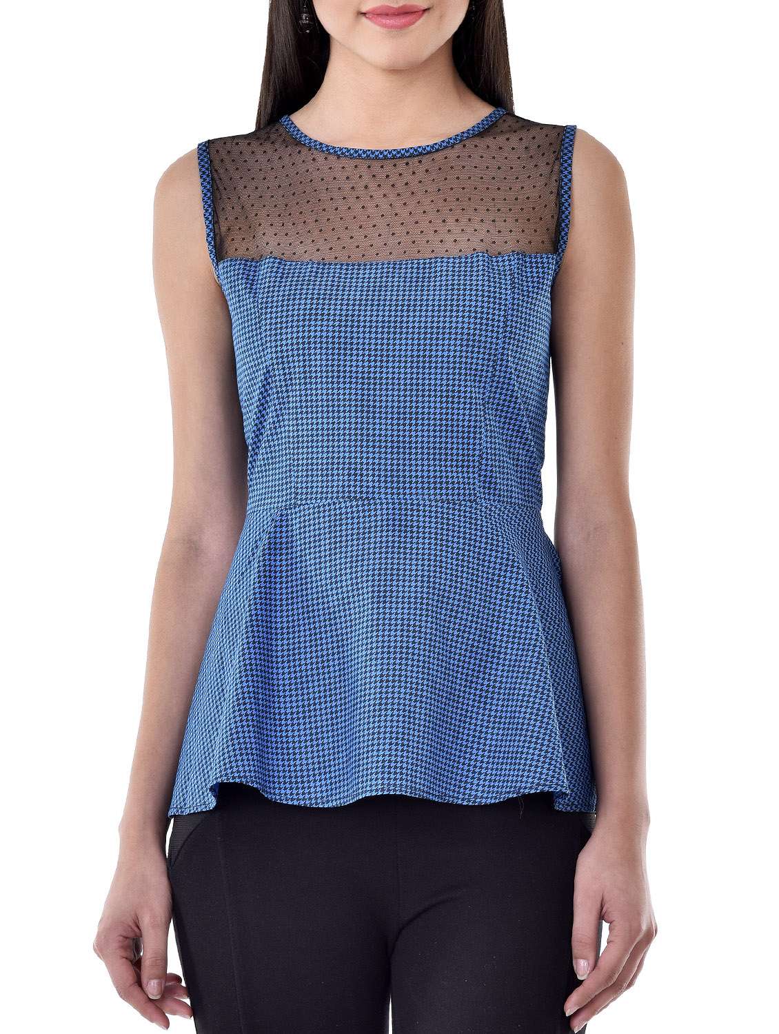 multicolored printed peplum top