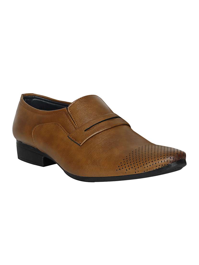 tan leather formal slip on