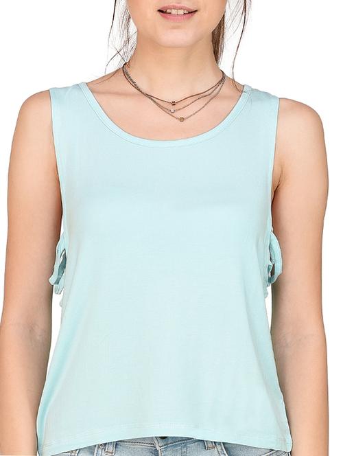 light blue solid viscose tank top - 14979618 -  Standard Image - 0