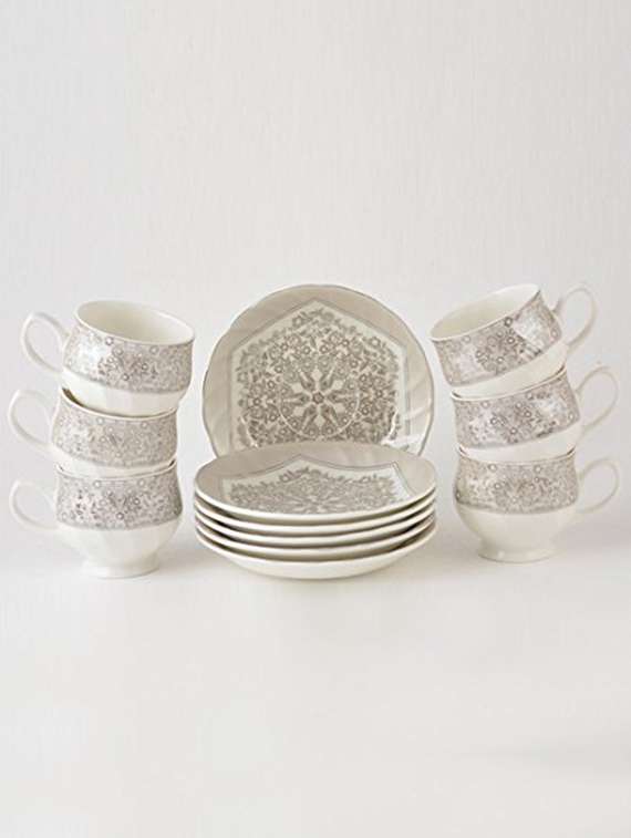 tableware serving printed tea coffee cups saucer pack 12 pcs