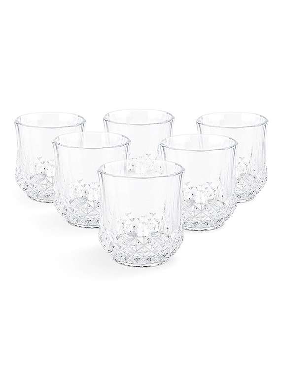 set of 6 crystal cut base designed whisky glasses