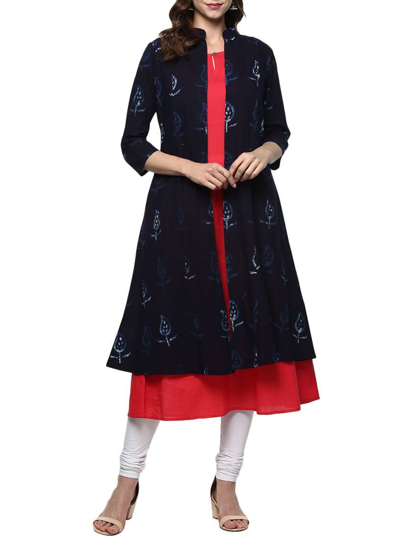 black cotton layered kurta