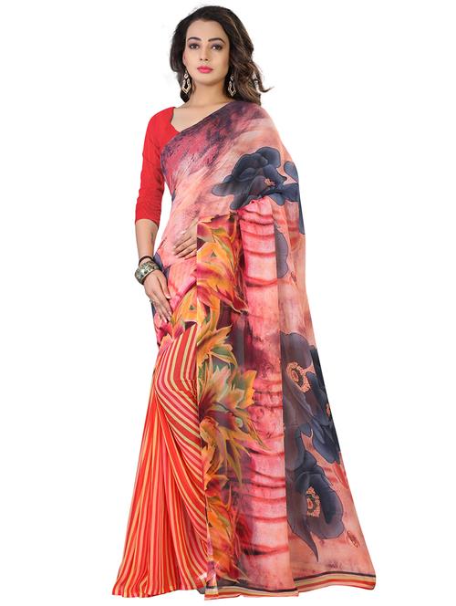 pink georgette printed saree - 14986443 -  Standard Image - 0