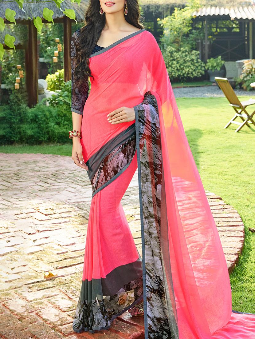 white georgette printed saree - 14986523 - Zoom Image - 0