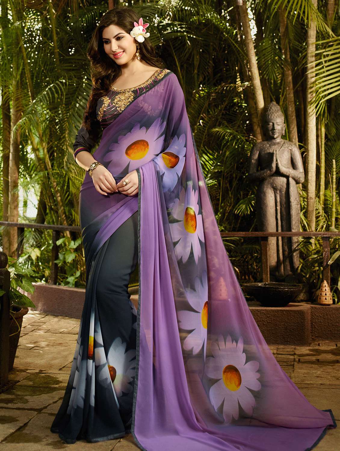 floral printed saree