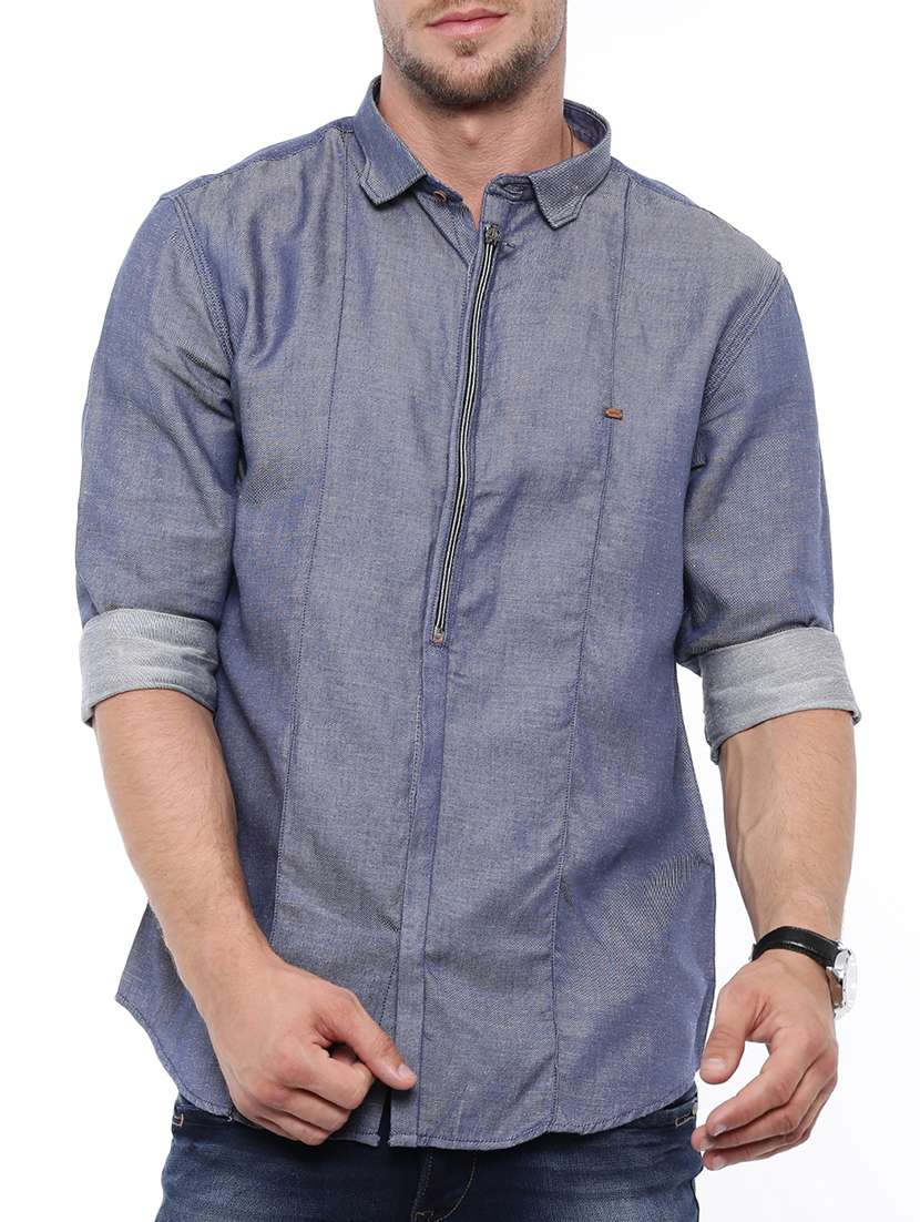 blue denim casual shirt