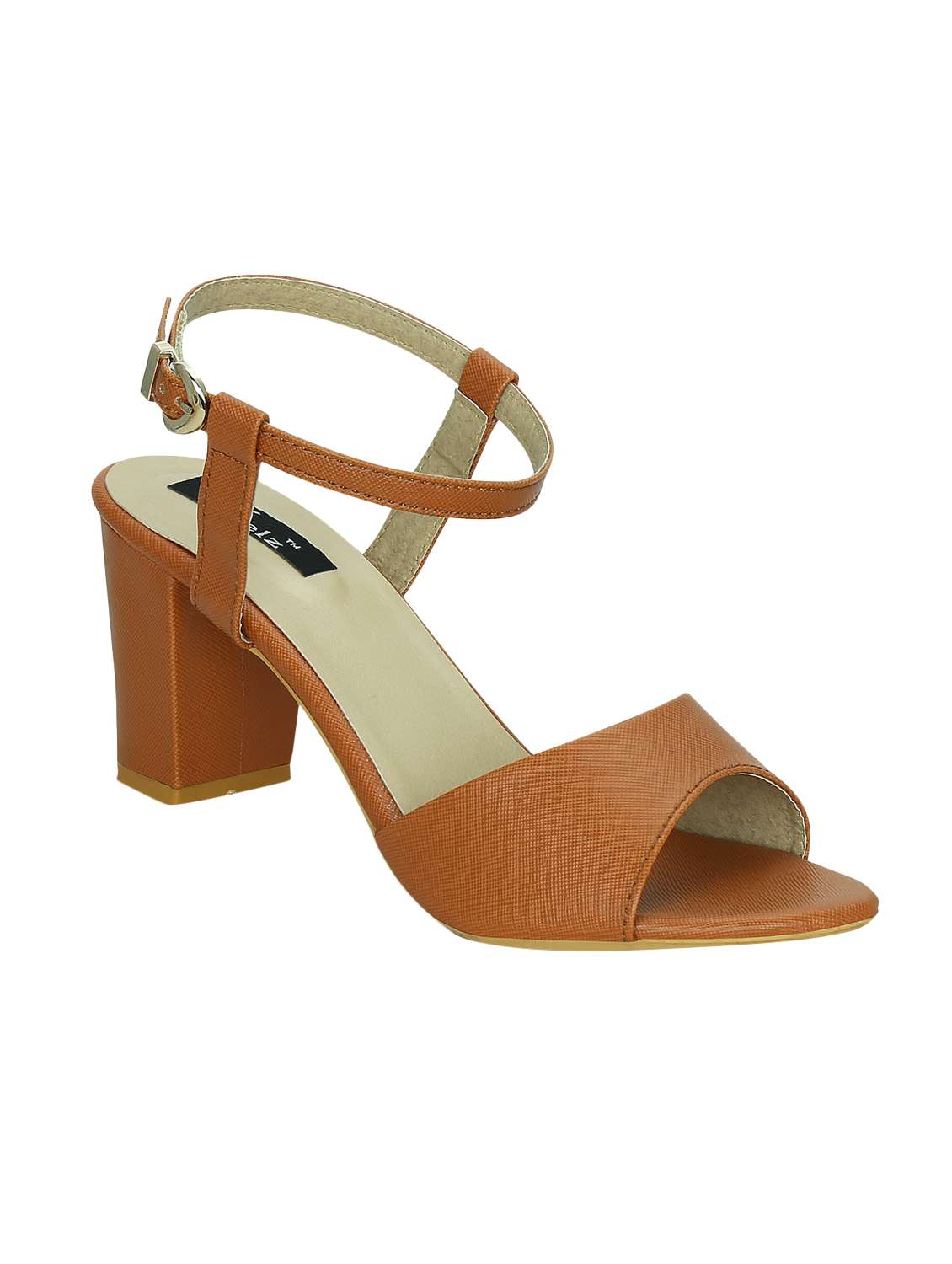 tan faux leather ankle strap sandals