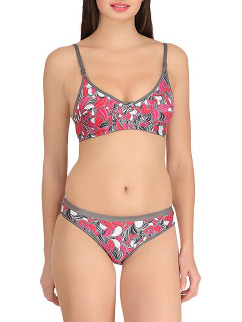 grey blended knit bras and panty set - 14987873 - Standard Image - 0