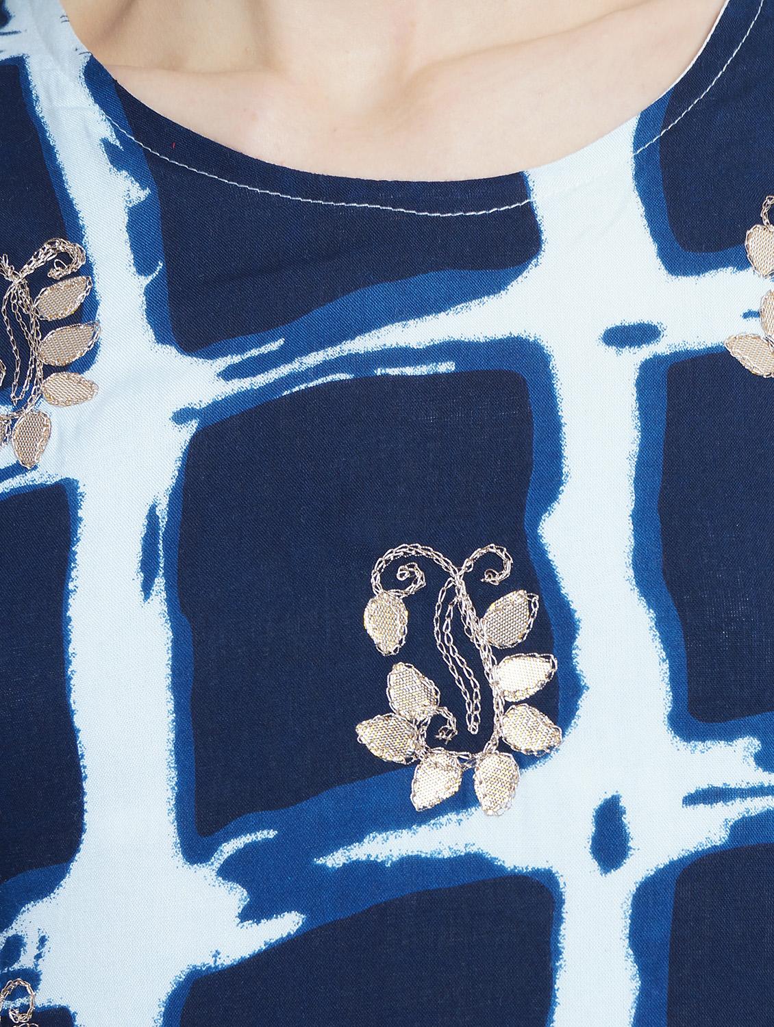 blue rayon layered kurta - 14987888 - Standard Image - 3