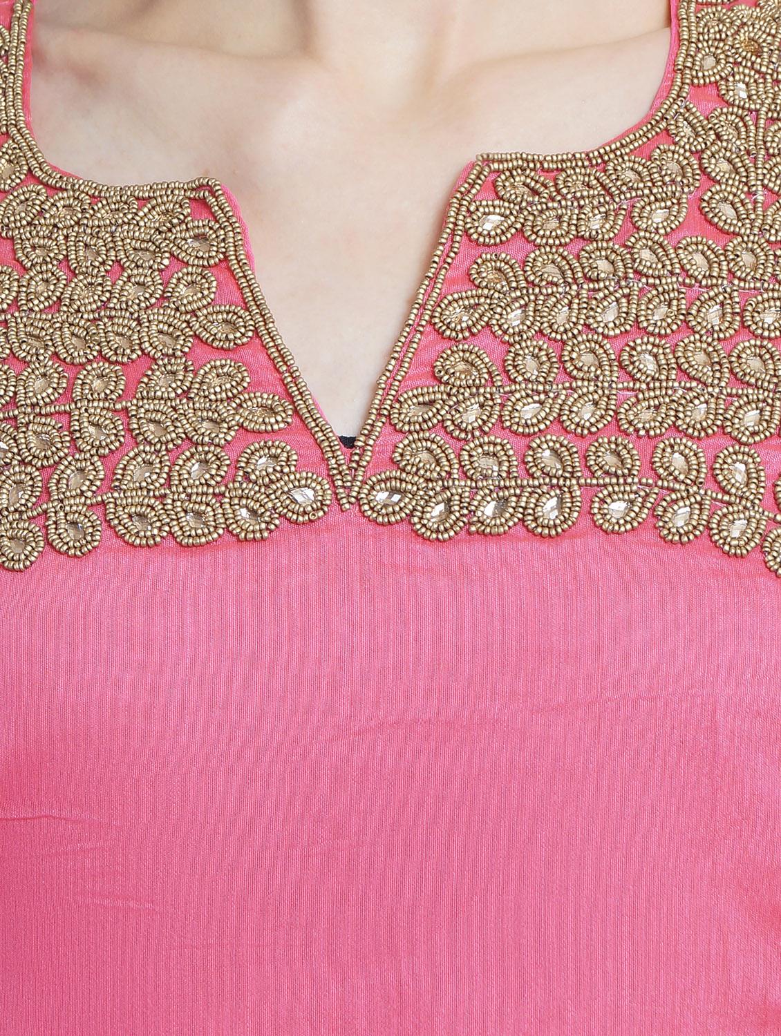 pink rayon layered kurta - 14987889 - Standard Image - 3