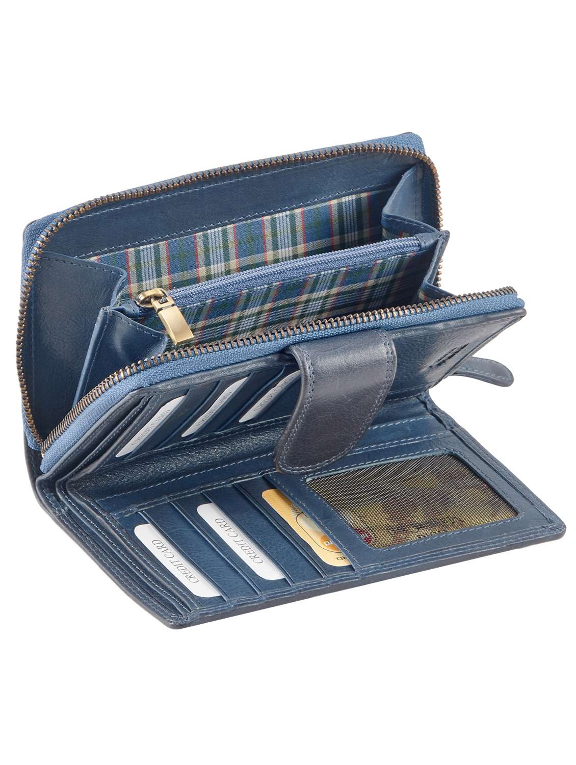 blue leather regular clutch - 14988054 - Standard Image - 3
