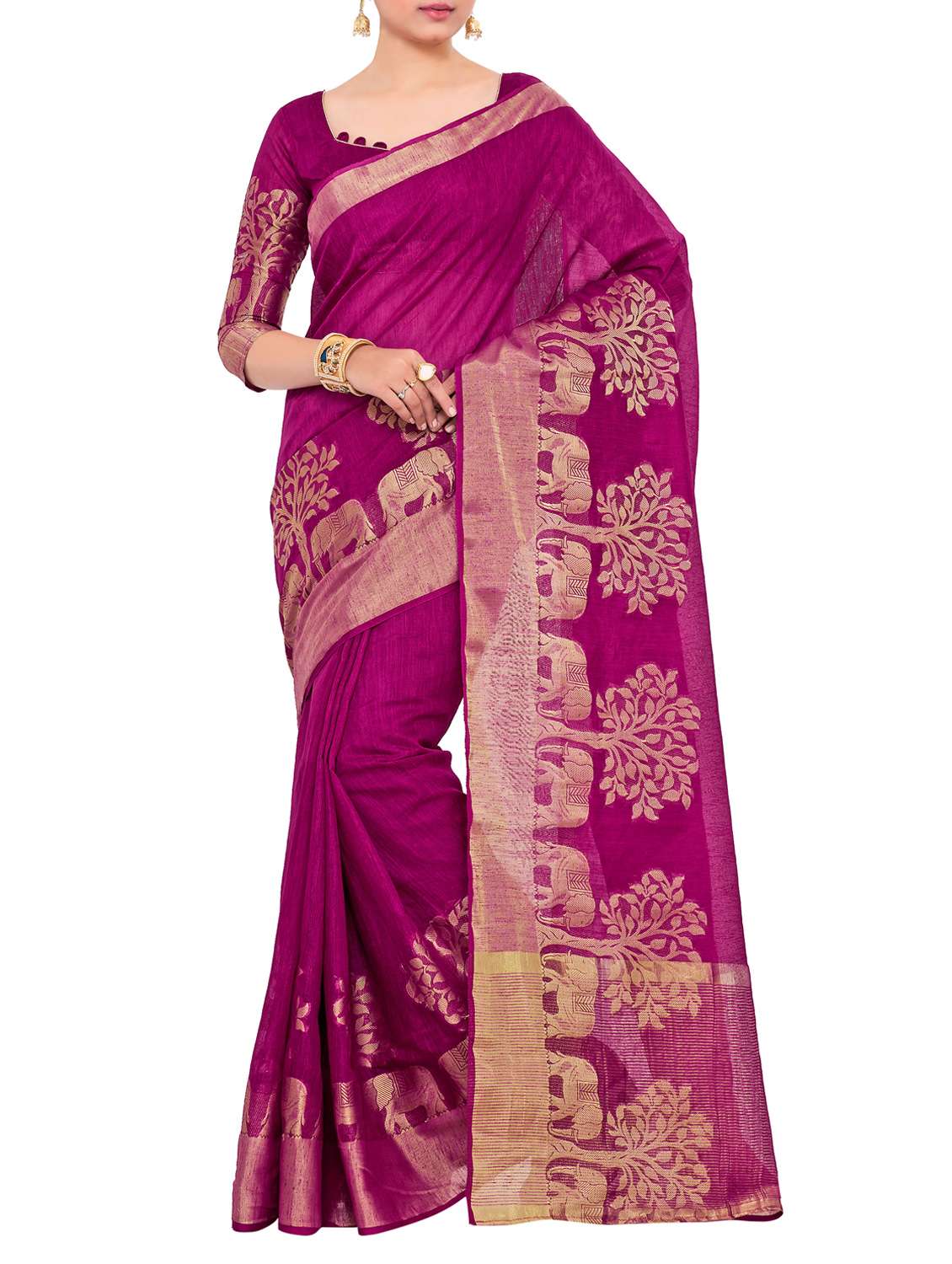 purple art silk woven saree