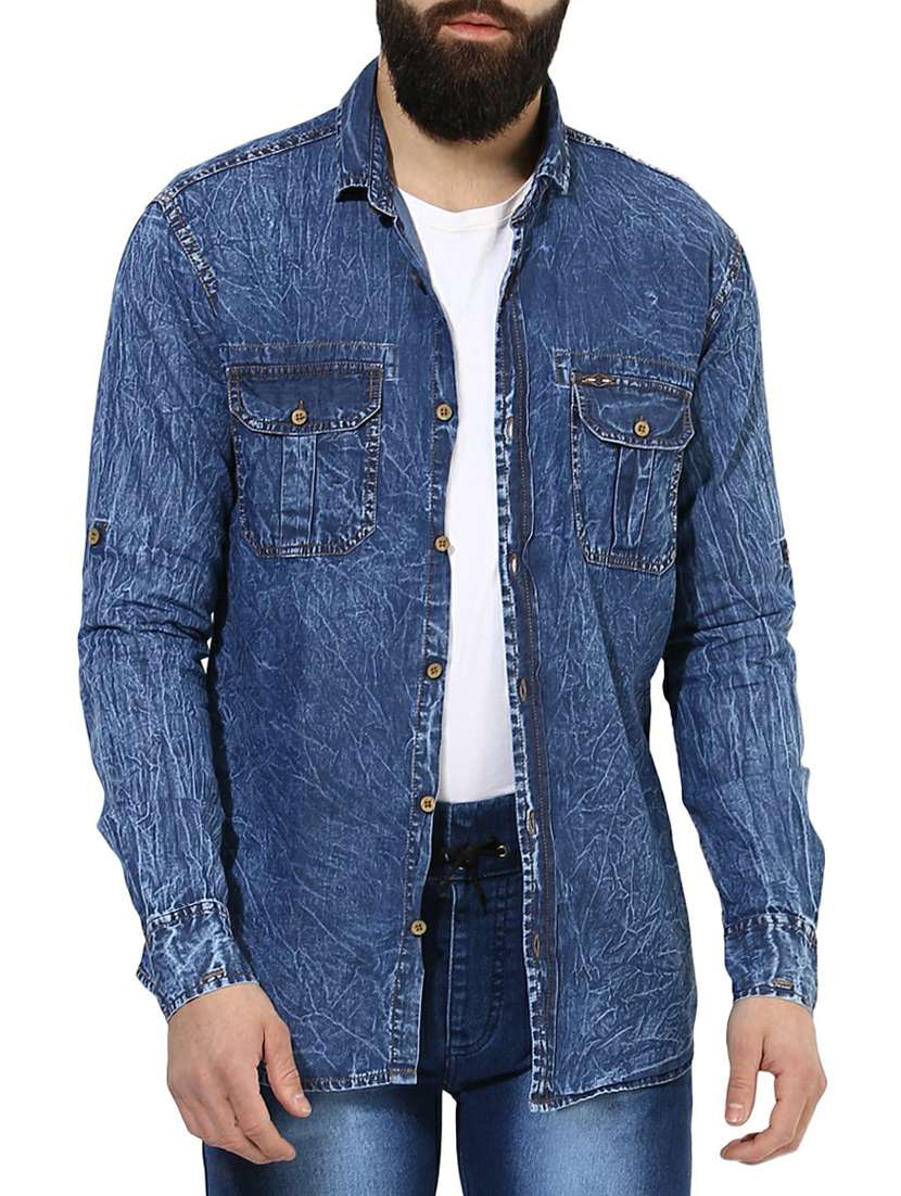 blue denim casual shirt