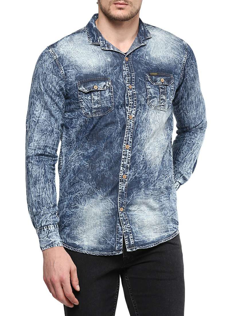 blue denim casual shirt