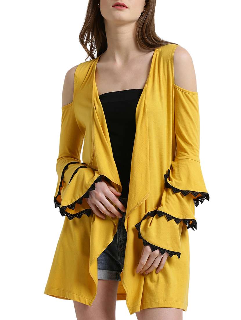 yellow solid cotton shrug