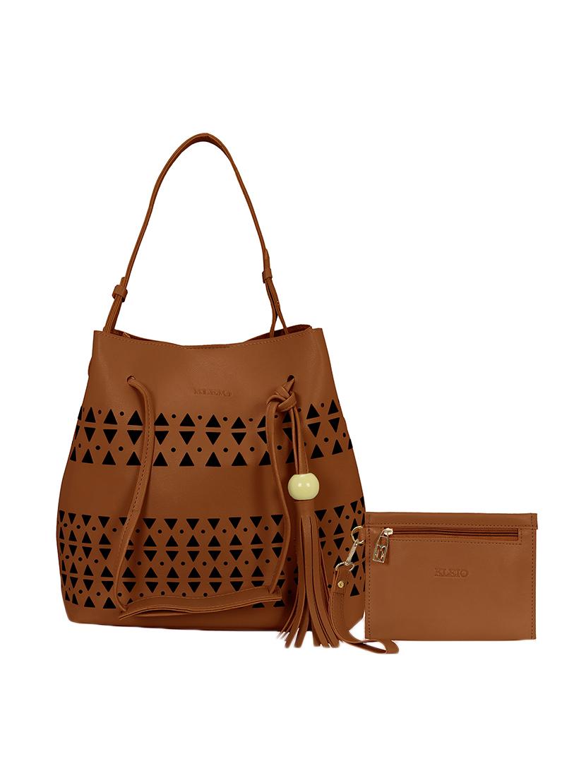brown leatherette combo tote - 14993084 - Zoom Image - 0