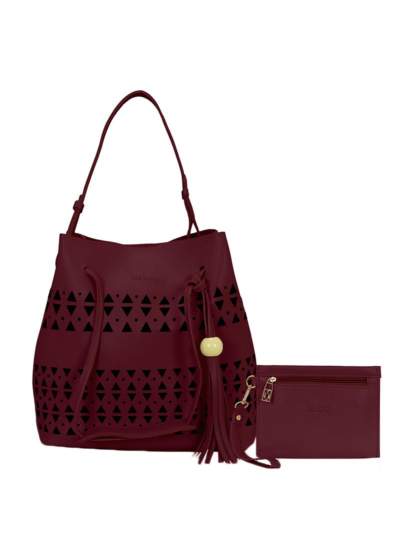 maroon leatherette  combo tote - 14993115 -  Zoom Image - 0