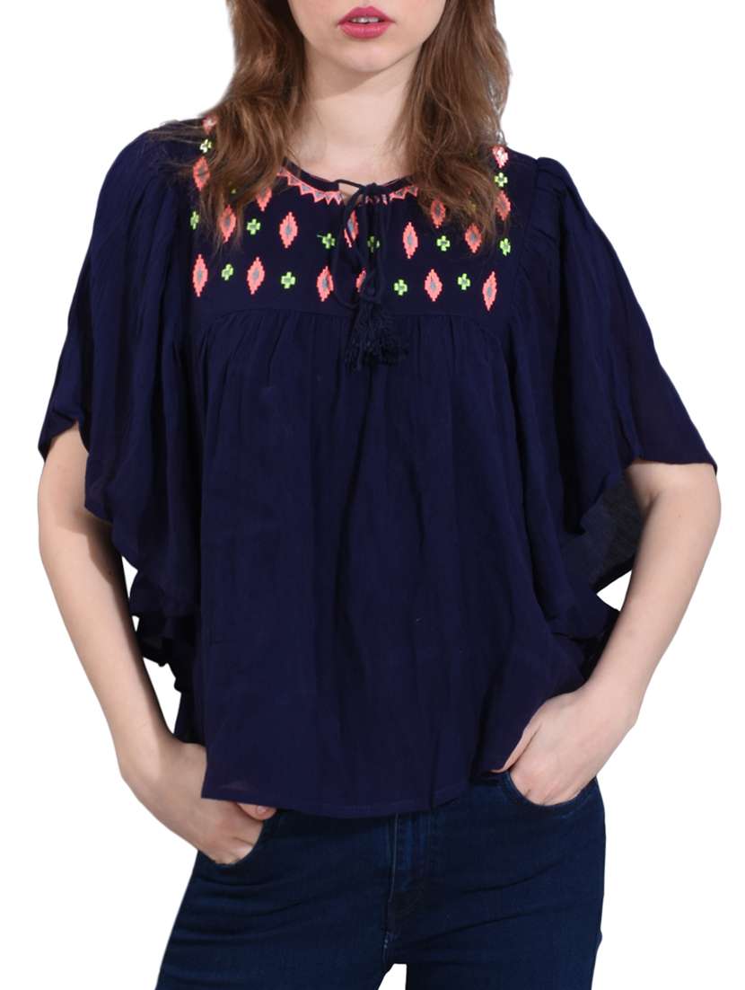 embroidered cape sleeves top