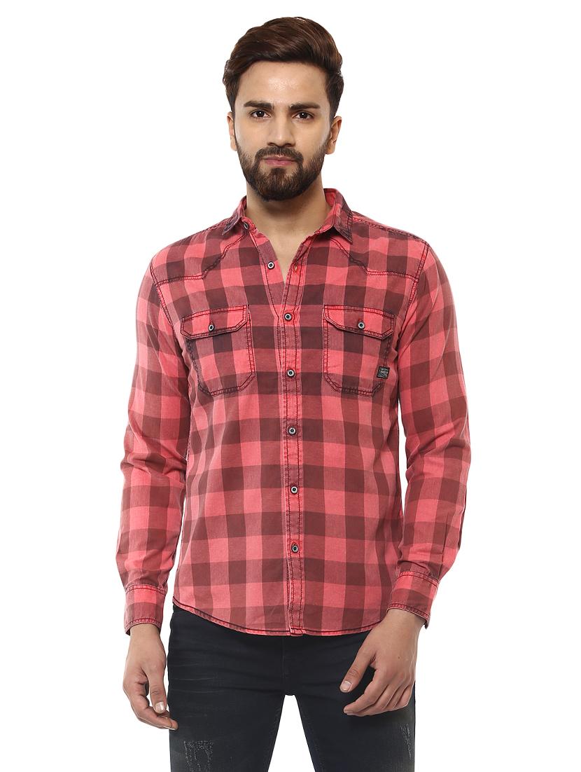 red cotton casual shirt - 14997155 -  Zoom Image - 0