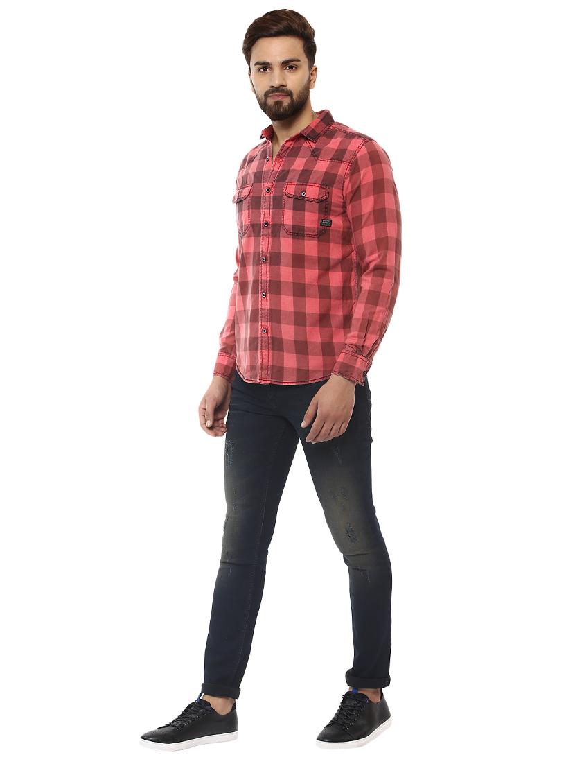 red cotton casual shirt - 14997155 - Standard Image - 3