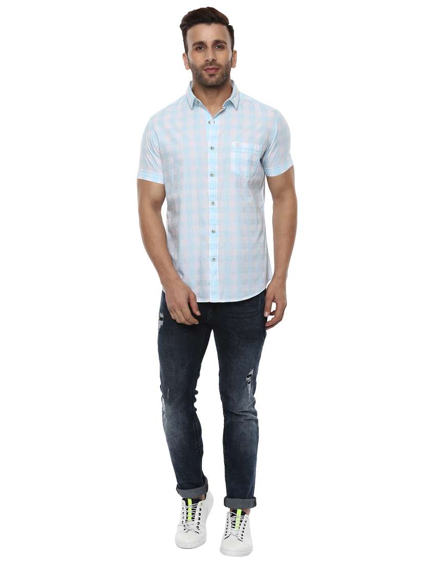 light blue cotton casual shirt - 14997158 - Standard Image - 3