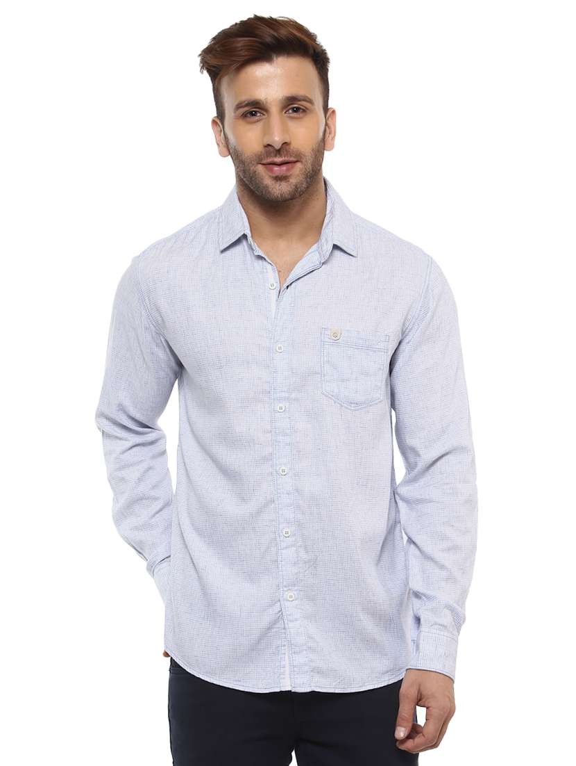 light blue cotton casual shirt - 14997164 - Zoom Image - 0
