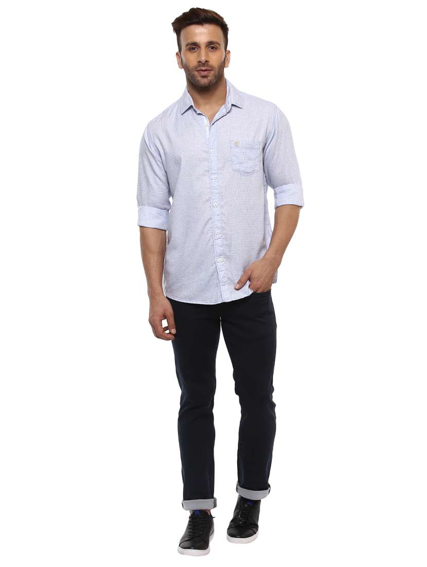 light blue cotton casual shirt - 14997164 - Standard Image - 3